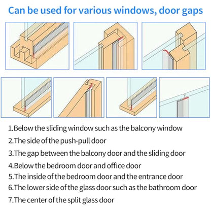 TBWHL Shower Door Bottom Seal Strip Silicone Rubber Sealing Sticker 16 Feet Translucent for Glass Sliding Doors/Shower Enclosures, Self-Adhesive Dust/Noise Proof Weatherstrip (35mm)