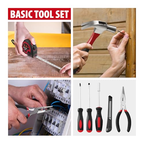 146-Piece Household Tool Kit - Perfect for Home Repair, Car Maintenance, DIY Projects - Complete Set w/Hammer, Screwdrivers, Pliers, Wrench with Storage ToolBox - Ideal Gift