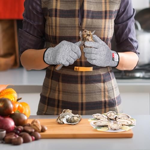 Kitchen Work Safety Protection Anti-Cutting Gloves Grade 5 Wear Resistance,Peel The Shell, Cut The Meat - color: Grey 1, size: Small