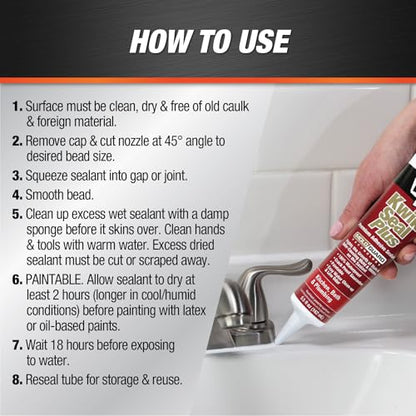 DAP Kwik Seal Plus Kitchen & Bath Adhesive Sealant, Biscuit, 5.5 Oz (7079818539)