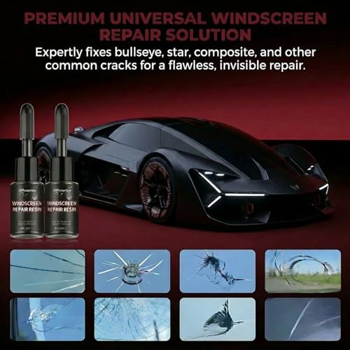 Fvquhvo Windshield Repair Kit, Nano Glass Repair Liquid for Car Window Cracks, Windshield Chip Repair Kit, Bullseye and Star-Shaped Cracks, DIY Auto Glass Restoration Tool with UV Curing Resin