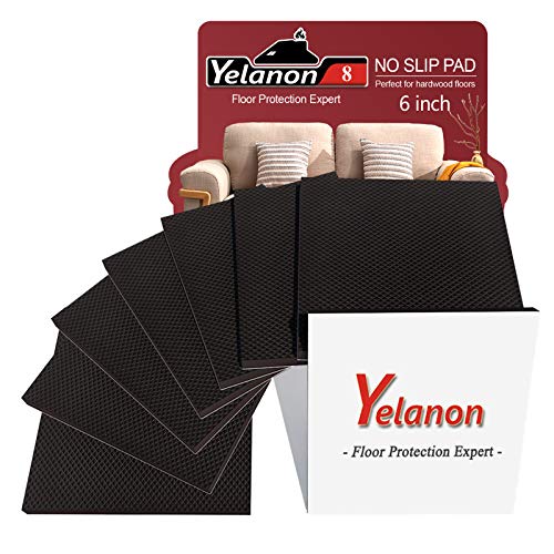 Yelanon Non Slip Furniture Pads -8pcs 6" Grippers Hardwood Floors, Non Skid for Furniture Legs,Self Adhesive Rubber Furniture Feet, Anti Slide Furniture Floors Protectors for Keep Couch Stoppers - size: 8pcs 6" Square