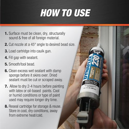DAP Dynaflex 230 Pro Elastomeric Sealant, White WT099, 10.1 Oz (7079807102)