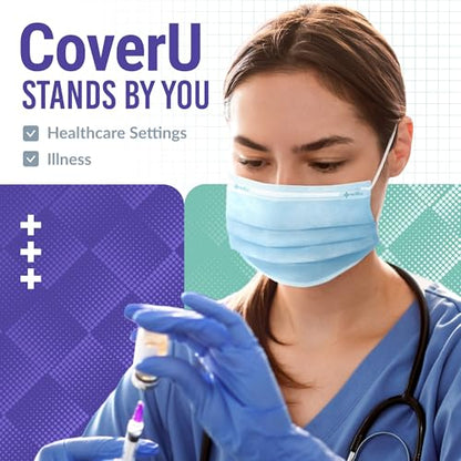 Medtecs Face Mask Disposable – Available in 50 & 2,000 pcs – ASTM Level 1, 3-Ply Breathable, Soft Fit – Adult Size – Ideal for Commuting & Daily Wear - color: 03. Blue, size: Adult - 50PC
