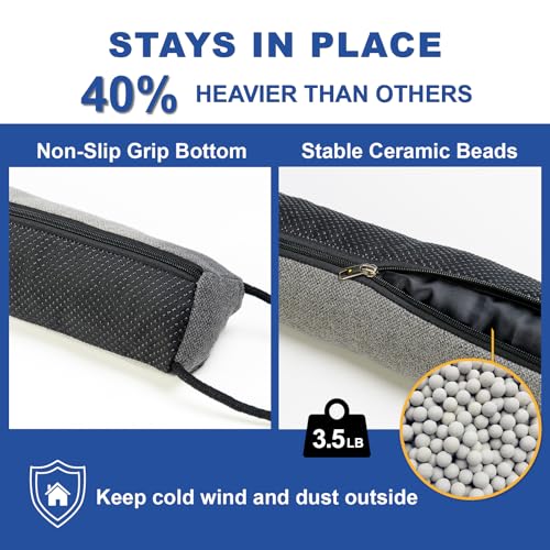 YOUFI 32 Inch Weighted Door Draft Stopper, 3.5lb Heavy Under Door Draft Blocker, Self-Resetting Gap Filler Seal Blocks Cold, Hot Air, Noise, with Non-Slip Bottom, Machine Washable Cover