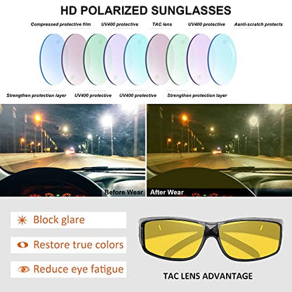 MEETSUN Fit Over Glasses Sunglasses for Men Women,Wrap Around Sunglasses Polarized UV400 Protection - color: (Z1)transparent Gray Frame-night Vision Lens