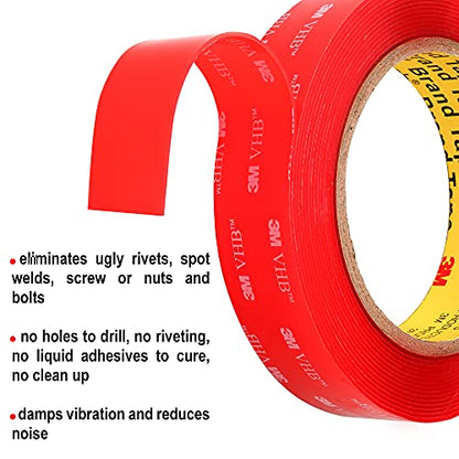CANOPUS Double Sided Mounting Tape, Strong & Heavy Duty, Permanent Clear 4910, for Indoor Outdoor Fixing, DIY Crafts, LED Lights, Car Glass, Home & Office Walls Decoration, 0.5in x 15ft, Made in USA - size: 0.50in x 15ft