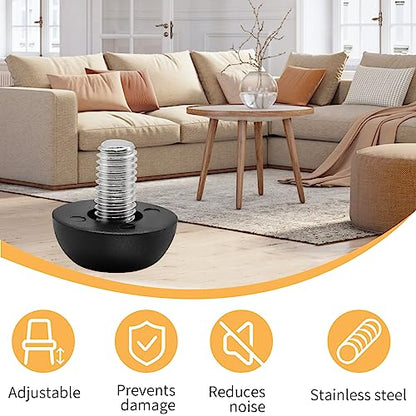8mm x 1.25 M8 Adjustable Furniture Leg Leveler, Thread Screw in Furniture Leveling Feet Glides, Outdoor Stainless Steel Leveling Feet Glides for Table Chairs Cabinet and Stool (18)