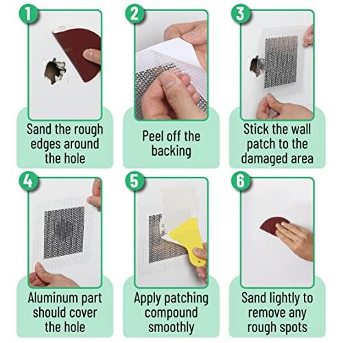 Bates- Drywall Repair Kit, 12 pcs, 2/4/6/8/10 inch, Dry Wall Patch Kits, Plaster Wall Repair Patch Kit, Wall Patch Repair Kit, Drywall Hole Patch, Wall Hole Repair Kit, Drywall Patch Hole - size: 12 pcs, 2", 4", 6", 8", 10"