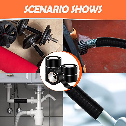 Amylove 6 Roll Waterproof Self Fusing Silicone Tape 1 Inch x 10 ft Black Leakproof Seal Hose Pipe Repair Tape for Water Emergency Pipeline Plumbing Repair Cable Winding Insulating