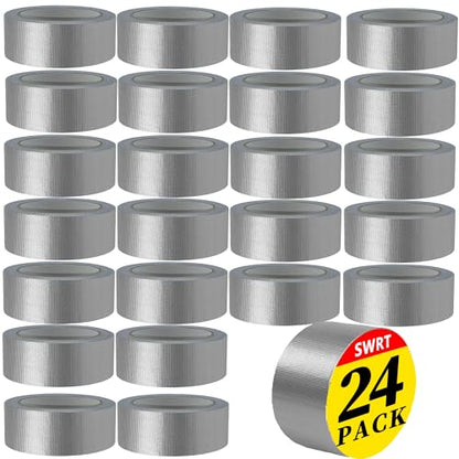 SWRT 24-Pack Silver Heavy Duty Duct Tape Strong Adhesive, 2 Inch x 720 Yd Duct Heavy Duty Waterproof All Weather Gray Duct Tape No Residue Sealing & Patching for Indoor&Outdoor Repair