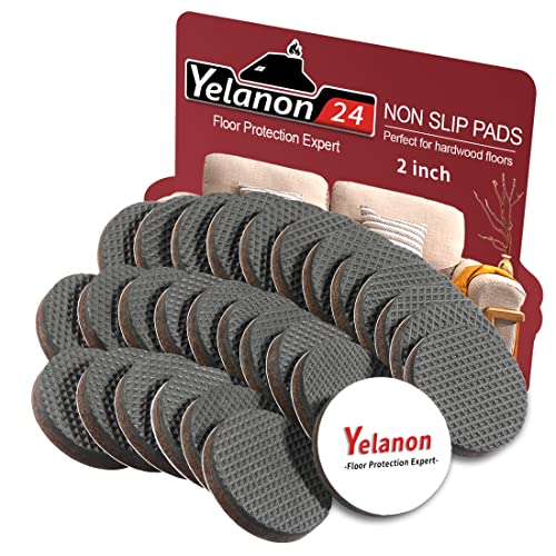 Yelanon Non Slip Furniture Pads -24 pcs 2’’ Grippers Hardwood Floors, Non Skid for Furniture Legs,Self Adhesive Rubber Furniture Feet, Anti Slide Furniture Floors Protectors for Keep Couch Stoppers - size: 24pcs 2" Round
