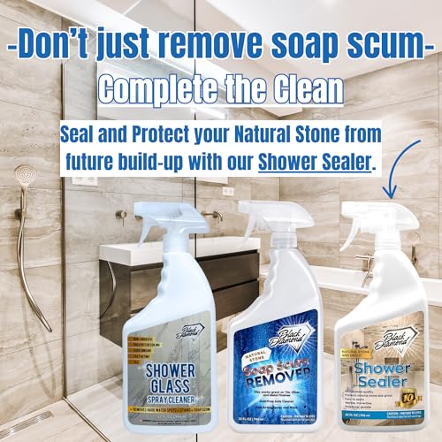 Black Diamond Stoneworks Shower Glass Cleaner Spray & Natural Stone Shower Sealer – 2 Pack Bathroom Bundle for Crystal-Clear Glass and Long-Lasting Stone Protection - style: 32 Fl Oz (2) Shower Sealer & Glass Cleaner