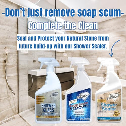 Black Diamond Stoneworks Shower Glass Cleaner Spray & Natural Stone Shower Sealer – 2 Pack Bathroom Bundle for Crystal-Clear Glass and Long-Lasting Stone Protection - style: 32 Fl Oz (2) Shower Sealer & Glass Cleaner