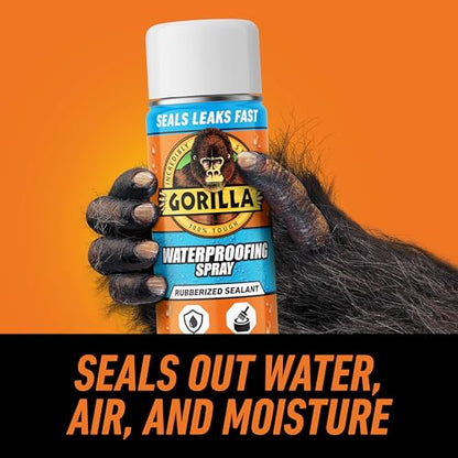Gorilla Waterproofing Spray, Rubberized Sealant, White, 14 Ounce (Pack of 6) - Seals Out Water, Air, and Moisture - color: White, size: 6 - Pack