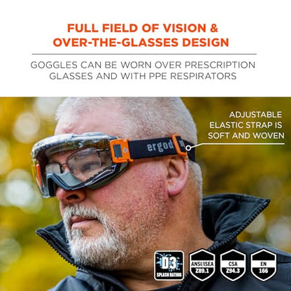 Ergodyne Skullerz Modi Protective OTG Safety Goggle, Indirect Venting, Anti Fog, Scratch Resistant - color: Clear Lens