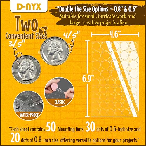 Double Sided Tape Sticky Dot Stickers 280, 350, 450, 550 or 700 Pack Removable Putty No Trace Clear Sticky Tack Waterproof Small Stickers for Festival Decoration Picture (550 Sticky Dots) - style: 550 Sticky Dots