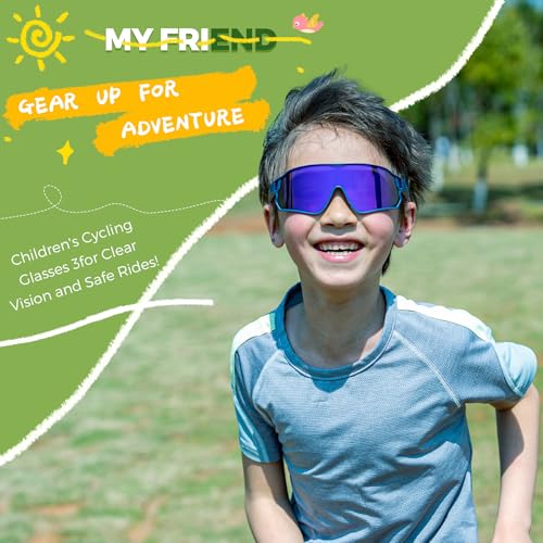 ROCKBROS Photochromic Sports Kids Sunglasses For Boys Girls Children Youth MTB Biking Sunglasses for Kids Ages 8 to 14 - color: White