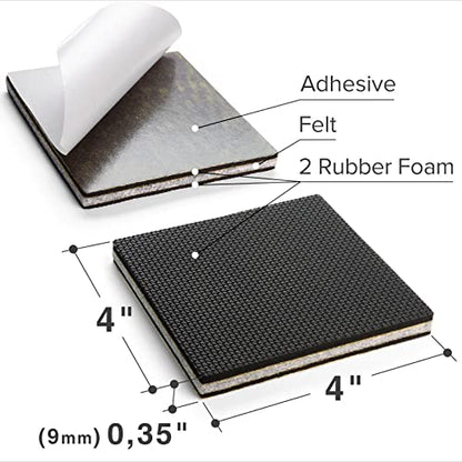 Non Slip Furniture Pads X-PROTECTOR - 8 PCS 4" - Premium Furniture Grippers! Rubber Feet Hardwood Floor Protectors for Furniture Legs - Couch Stoppers - Keep Your Furniture in Place Forever! - size: 4 inch 8 Square