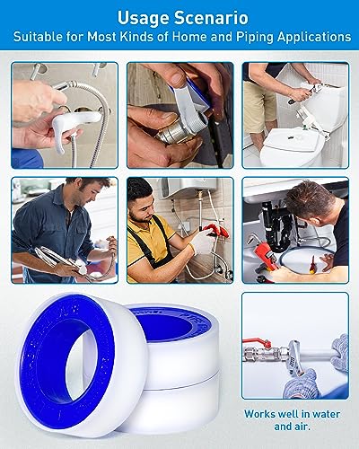 3 Roll Plumbers Teflon Tape, Water Pipe Sealing, Plumbing, High-Density Performance Waterproof Duct, Thread Seal Tape. L 390 in x W 0.47 in. Blue - style: Blue 0.47 in *3 Roll