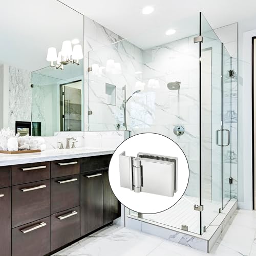 FHC L-Mount Universal Hinge, Aluminum Material, Polished Chrome Finish, for 1/4" Tempered Glass, Free-Swinging Single-Acting, Square Design Shower Door Hinge - color: Polished Chrome
