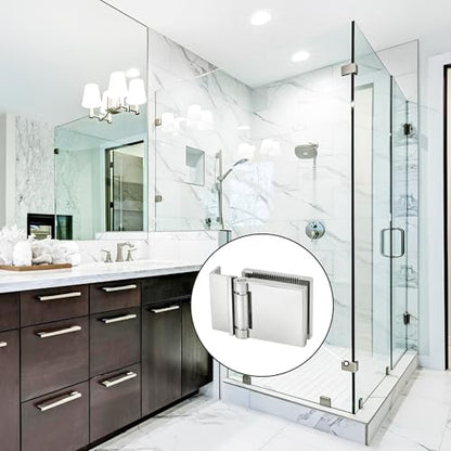 FHC L-Mount Universal Hinge, Aluminum Material, Polished Chrome Finish, for 1/4" Tempered Glass, Free-Swinging Single-Acting, Square Design Shower Door Hinge - color: Polished Chrome