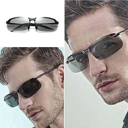 YIMI Men Photochromic Polarized Sports Sunglasses Cycling Fishing Driving Glasses UV Protection Eyeglasses Anti Glare Eyewear - color: 3043 Black