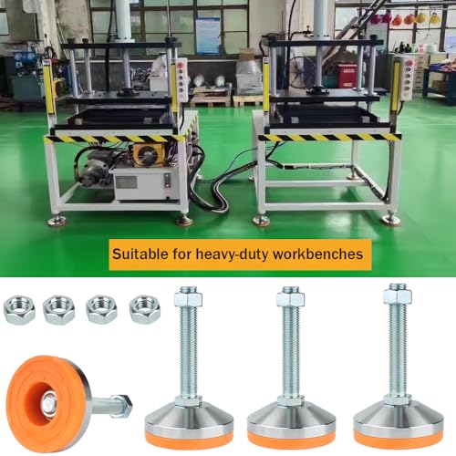 Heavy Duty Leveler Leg,Leveler Feet 3.14" Dia Base,Adjustable Leveling feet M16 Thread, 2600 Lb Capacity,Capacity for Workbench, Machine, Cabinet, More （D80xM16xH100,4 Pack,Orange） - size: D80-m16-h100 ,4 Pack
