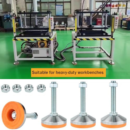 Heavy Duty Leveler Leg,Leveler Feet 3.14" Dia Base,Adjustable Leveling feet M16 Thread, 2600 Lb Capacity,Capacity for Workbench, Machine, Cabinet, More （D80xM16xH100,4 Pack,Orange） - size: D80-m16-h100 ,4 Pack