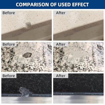 Marble and Granite Repair kit Porcelain Marble Stone and Quartz Countertops Repair kit for Chips Dents Cracks Holes Scratchs, Fix Chipped Edges Corners, Reattaches or rebuilds Missing Pieces