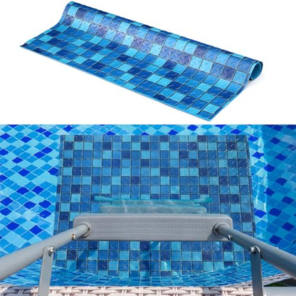 Drydiet Pool Step Mat Above Ground Ladder Mat, Swimming Protective Nonslip Step Pad with Texture, Pool Essentials Accessories for Floor Liners and Stairs, Blue and Green Square Pattern (36 x 36 Inch) - size: 36 x 36 Inch