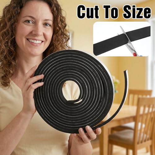 Grevosea High Density EVA Foam Tape Single Sided Window Sealing Tape Weather Stripping Closed Cell Foam Strips with Adhesive for Insulating Door Frame and Window (1/2In x 1/4In x 16.5Ft)