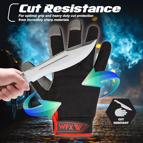 WFX Mens Work Gloves Utility Touch Screen Breathable Spandex Rigger Padded Working Mechanic Palm Safety Builder Gardening - size: Large