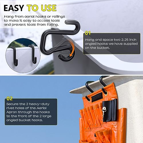 Lineman Tool Board, Aerial Apron, Bucket Truck Tools Organizer with Over 16 Pockets, Tool Organizer for Bucket Trucks and Lineman, Includes Two 2” Bucket Hooks - size: 16 Pockets(with Magnet)