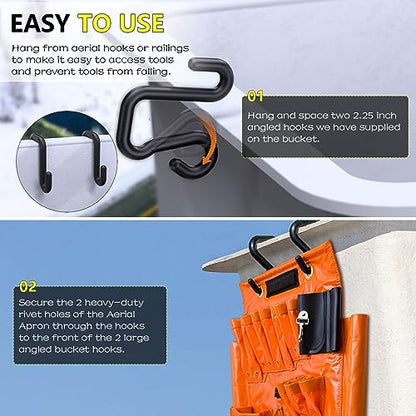 Lineman Tool Board, Aerial Apron, Bucket Truck Tools Organizer with Over 16 Pockets, Tool Organizer for Bucket Trucks and Lineman, Includes Two 2” Bucket Hooks - size: 16 Pockets(with Magnet)