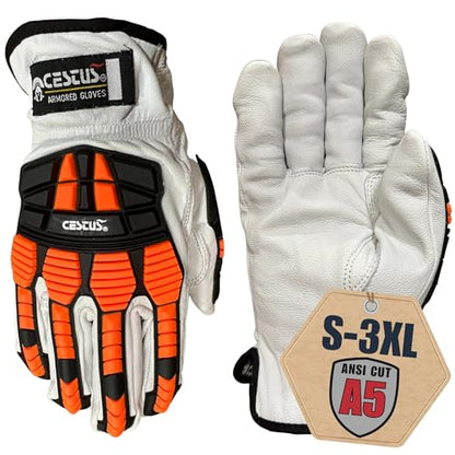 Cestus 3219, Goatskin Leather Impact Gloves, ANSI Cut A5 (1,3,6,12,60 Pairs) - size: Large, style: 1 Pair