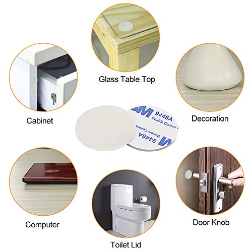 27pcs Glass Top Bumpers, 1.15mm Thin Silicone Adhesive Furniture Bumpers for Glass Table Door Cabinet Drawers (White) - size: 30mm, 1.15mm