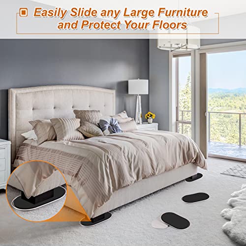 Large Furniture Sliders for Carpet & Hardwood Floors, 8 PCS 9-1/2" x 5-3/4" Oval Reusable Heavy Duty Furniture Movers Sliders, Easily and Safely Move Any Item, Beige - size: 9-1/2 Inch X 5-3/4 Inch 8 Pcs (Oval)