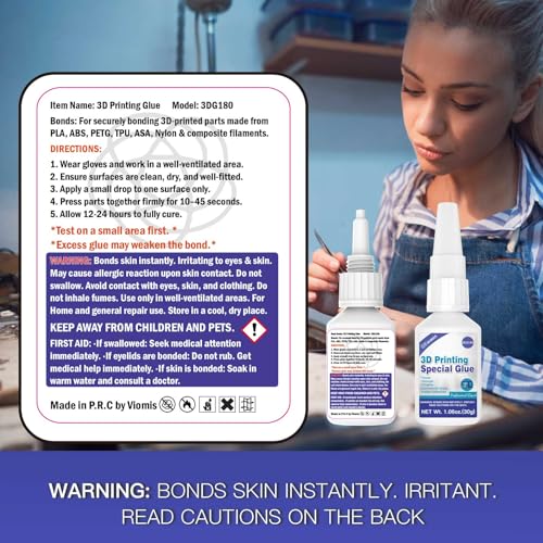 3D Printing Super Glue, Ultra-Thin Capillary Adhesive for PLA ABS PETG TPU, Professional Instant Bond for Micro Gaps & Seamless Post-Processing, Heat Resistant & Clear Finish, 30g - size: 30g*1, style: 3D Printing Glue