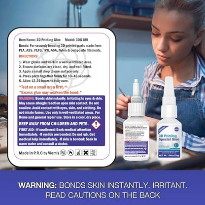 3D Printing Super Glue, Ultra-Thin Capillary Adhesive for PLA ABS PETG TPU, Professional Instant Bond for Micro Gaps & Seamless Post-Processing, Heat Resistant & Clear Finish, 30g - size: 30g*1, style: 3D Printing Glue