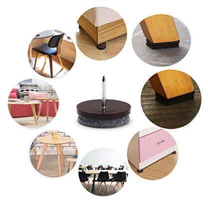 Furniture Felt Pads Nail-on Heavy Duty Felt Pad Chair Sliders Round & Square Chair Leg Floor Protectors Furniture Leg Protector 24 Pack (3/4" (Brown)) - size: 3/4" (Round, Brown)