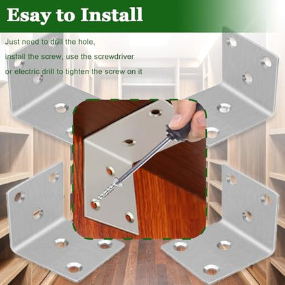 40PCS 2'' Metal Angle Brackets,304 Stainless Steel Heavy Duty 90° L Angle Bracket with Slot Wood, Corner Shelf Brackets for Furniture, Book Shelf(Silver,2X2X0.08IN) - size: 2X2X0.08IN