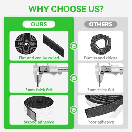 Felt Strips with Adhesive Backing, Adhesive Felt Strips, 2 Felt Rolls 2X 60 Inches Black, Felt Tape with Adhesive Backing, Furniture Felt Strips - size: 2 Rolls 2x60 Inch