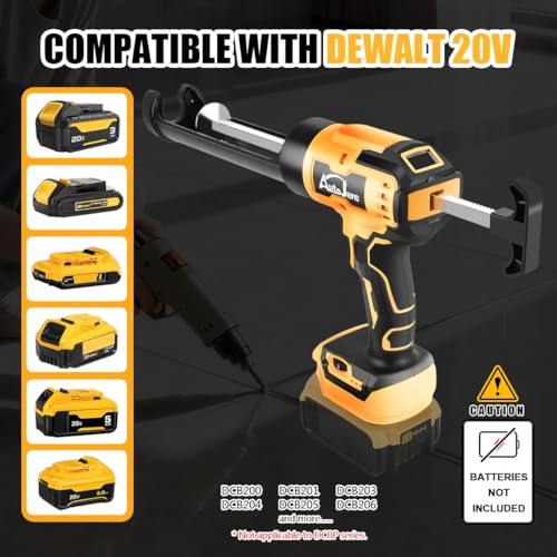 Cordless Caulking Gun Compatible With Dewalt 20V Battery 6 Adjustable Speeds Electric Caulking Gun Brushless Motor No-Drip Caulking Gun with LED Light for Filling, Sealing (No Battery)
