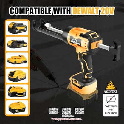 Cordless Caulking Gun Compatible With Dewalt 20V Battery 6 Adjustable Speeds Electric Caulking Gun Brushless Motor No-Drip Caulking Gun with LED Light for Filling, Sealing (No Battery)