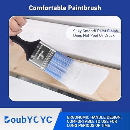 Paint Brushes, 4 Pack 2 Inch Paint Brush, Plastic Handle Flat Paint Brushes for Walls, Furniture and DIY Paint, Professional Paint Tools - color: 4 Pack