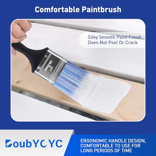 Paint Brushes, 6 Pack 2 Inch Paint Brush, Plastic Handle Flat Paint Brushes for Walls, Furniture and DIY Paint, Professional Paint Tools - color: 6 Pack