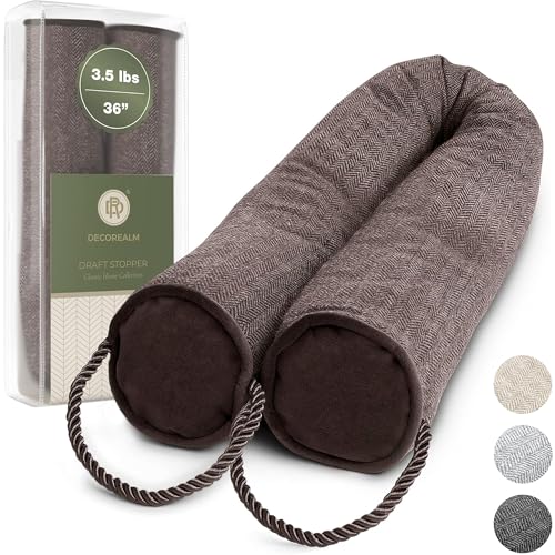 Under Door Draft Stopper and Blocker, Draft Guard for Doors and Windows, Decorative Fabric Cylinder Blocker Provides Weighted Door Insulation by DECOREALM (Brown, 36 Inches) - color: Chestnut, size: 36"