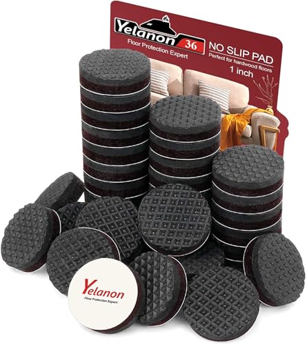 Yelanon Non Slip Furniture Pads -36 pcs 1’’Furniture Grippers, Non Skid Furniture Legs,Self Adhesive Rubber Furniture Feet, Anti Slide Furniture Hardwood Floor Protector for Keep Furniture Stoppers - size: 36pcs 1"