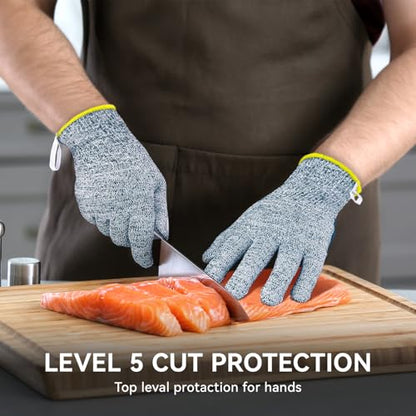 HandLove Cut Resistant Gloves, 100% Food Contact Safe, CE Level 5 Premium Protective Cutting Gloves - color: Blue, size: Medium